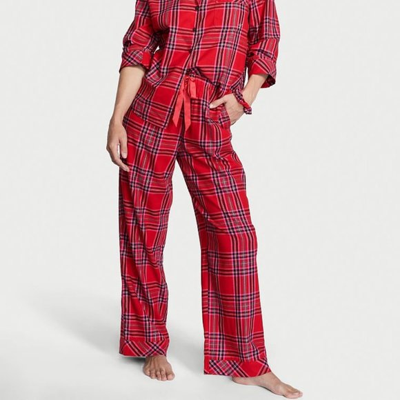 VS Flannel Pajama Set Red Plaid Pajama PJs Long Sleeve Pants Great Present NWT - Picture 9 of 12